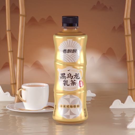 香飘飘 | 金竹瓶 — 黑乌龙乳茶包装设计-瓶型造型设计