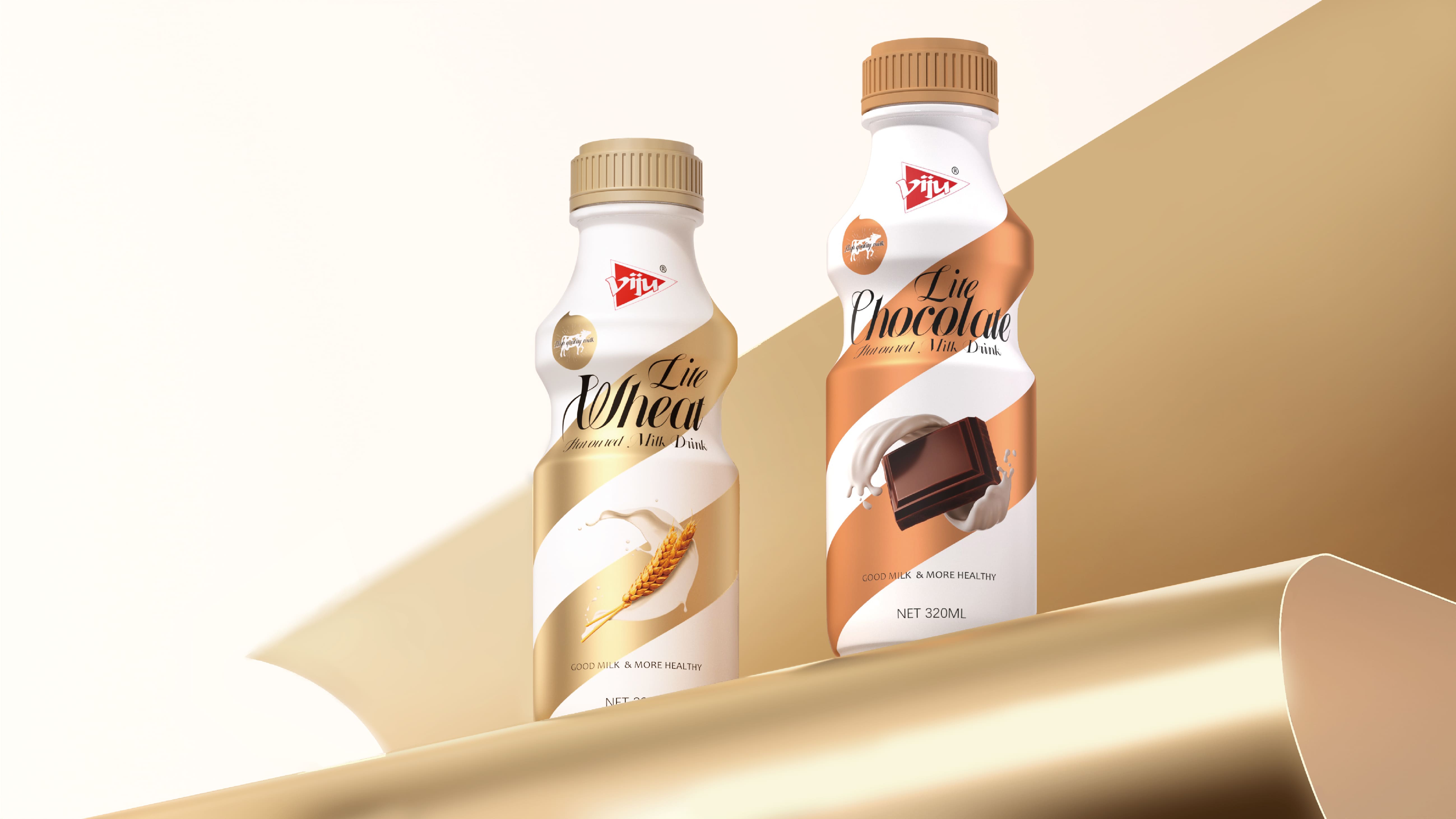 唯久 VIJU 丨轻奢瓶装小麦巧克力牛奶饮品包装设计 米克包装设计